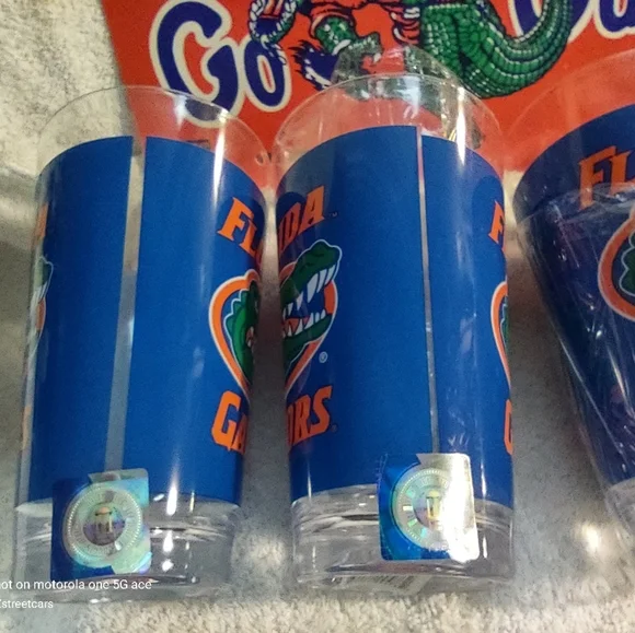 Florida Gators Fan Pack. 4 Adult Beverage Plastic Tumblers & License Plate.. - Picture 3 of 3